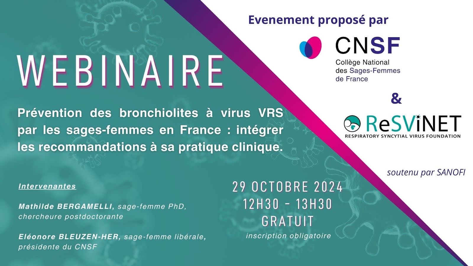 Webinaire "Prévention des bronchiolites à virus VRS par les sages-femmes en France : intégrer les recommandations à sa pratique."